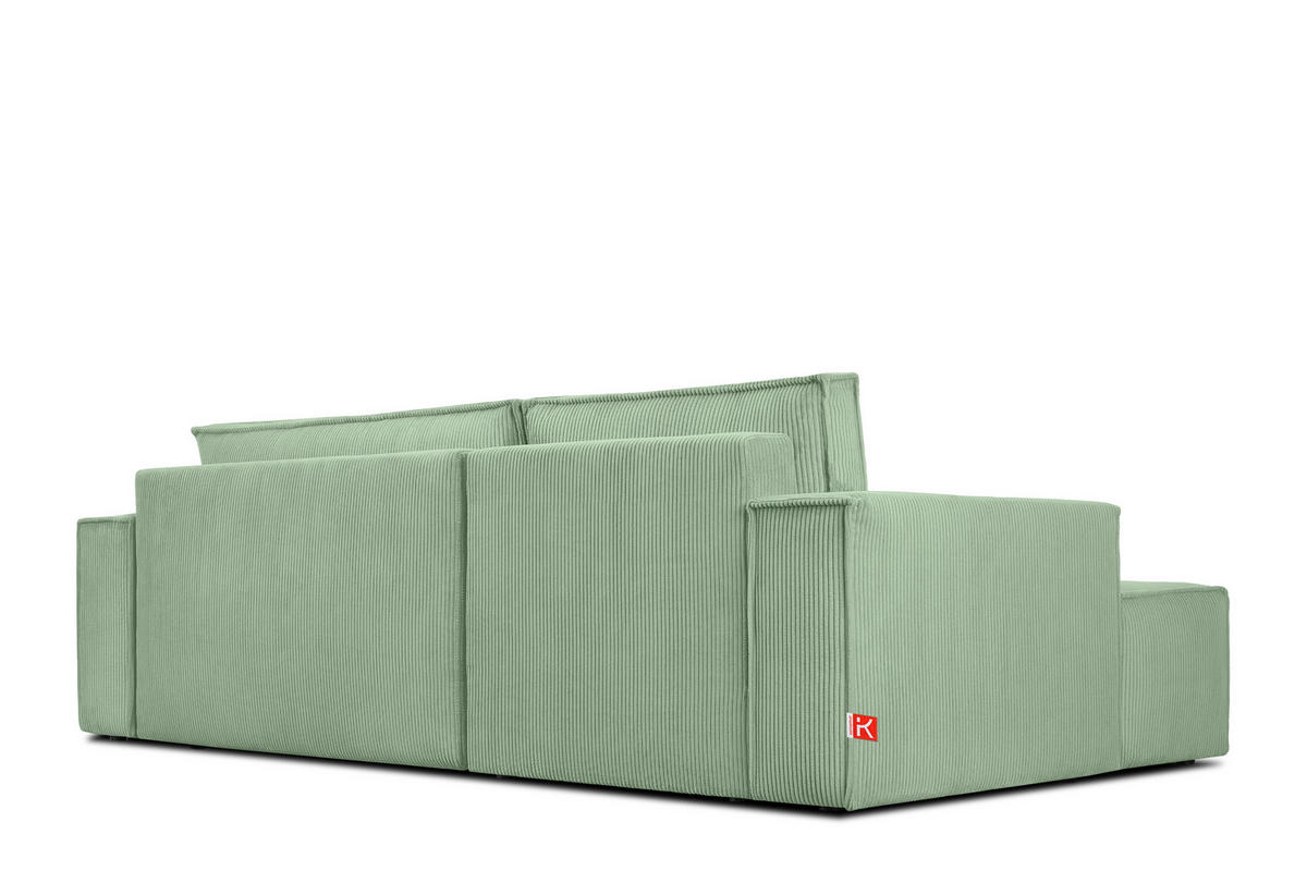 ECKSCHLAFSOFA-LINKS NAPI in Pet Friendly Cord-Stoff, mintfarben - Schwarz/Mintgrün, Textil (262/148cm) - KONSIMO®