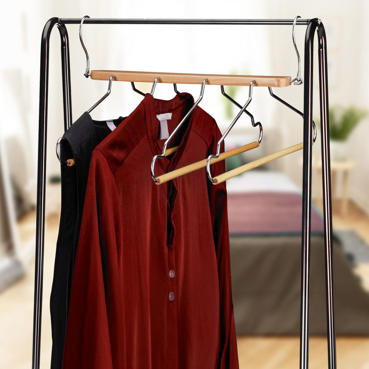 VIACERO vešákov - svetlohnedá, kov/drevo (2.5cm) - Relaxdays