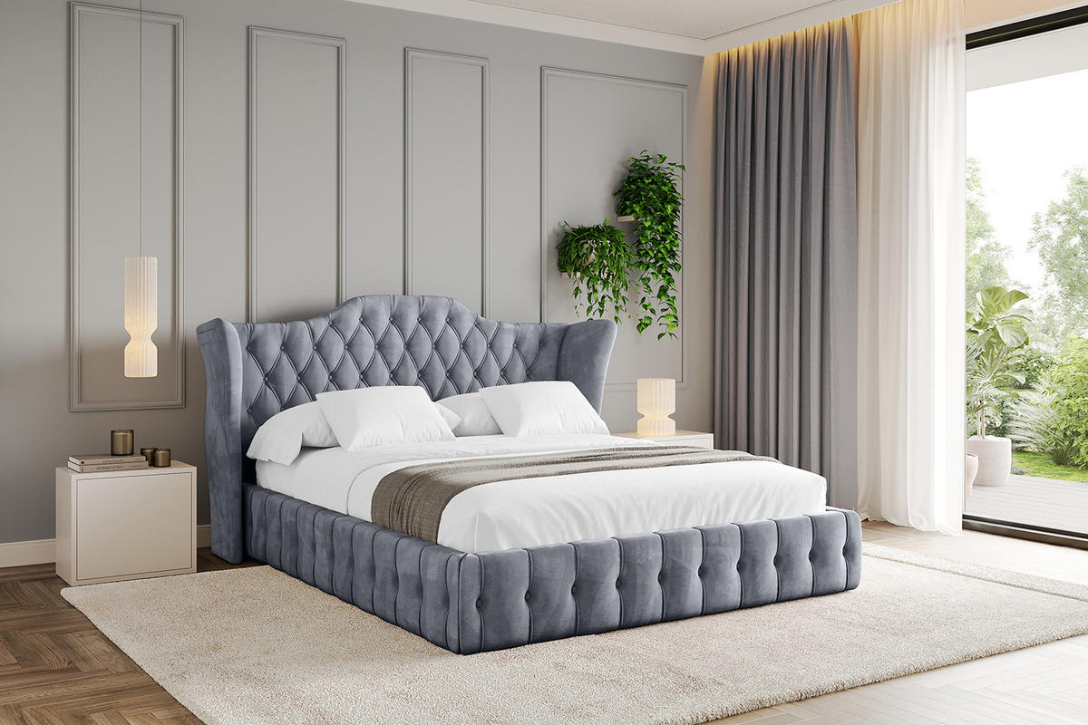 POLSTERBETT mit Bettkasten und Lattenrost, Boxbett ohne Matratze - MODY 180x200 Grau - Grau, Holzwerkstoff/Textil (180/200cm) - ALTDECOR