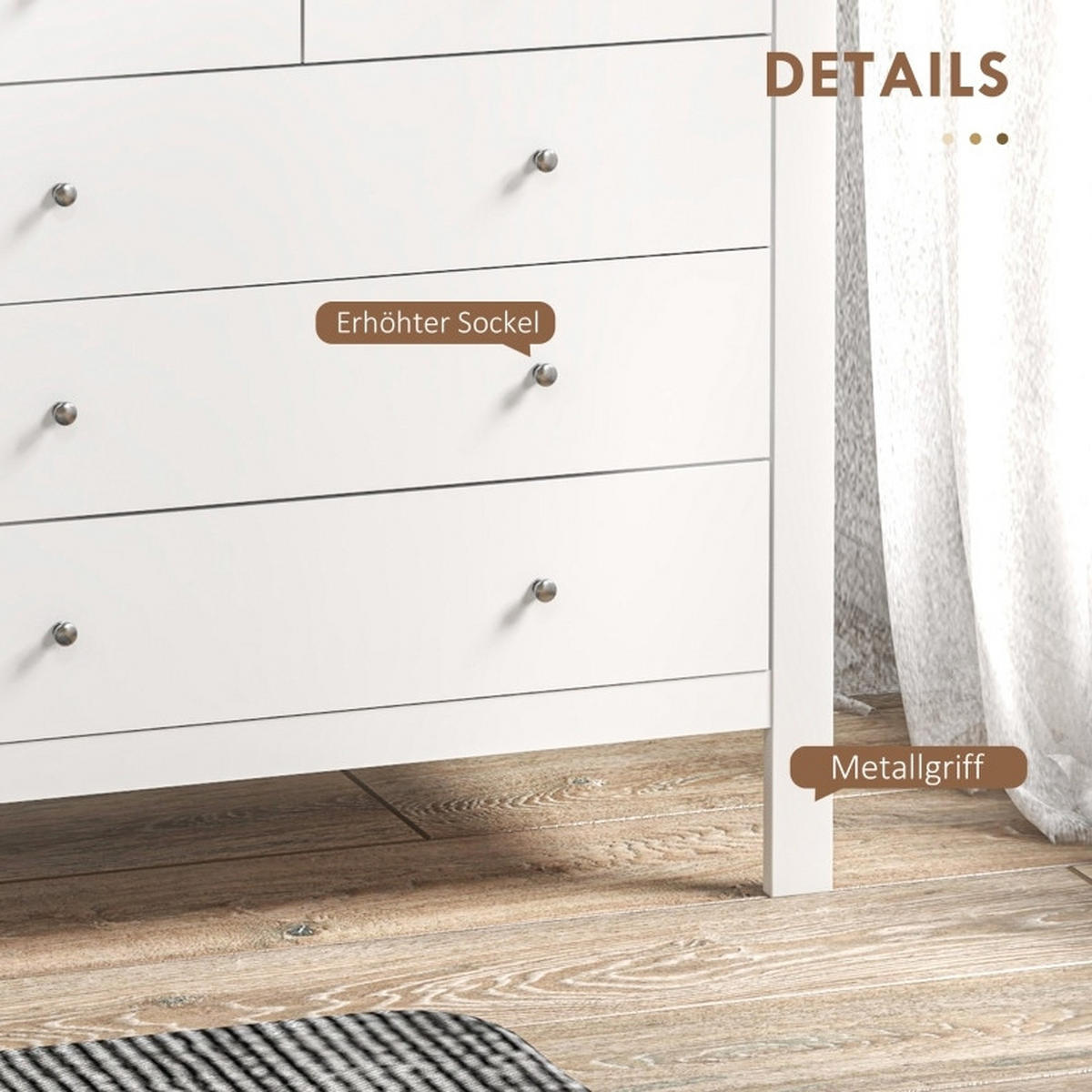 KOMMODE 79/80,5/39,5 cm Weiß aus Holzwerkstoff mit leisem Öffnen und Schließen - Weiß, Holz (39.5/80.5/79cm) - OKMYHOME