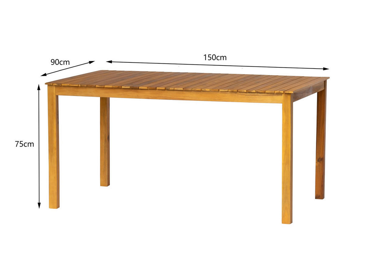 GARTENTISCH Rechteckig Braun 150 x 90 x 75 (cm) - Braun, Holz (90/150/75cm) - Nordlys