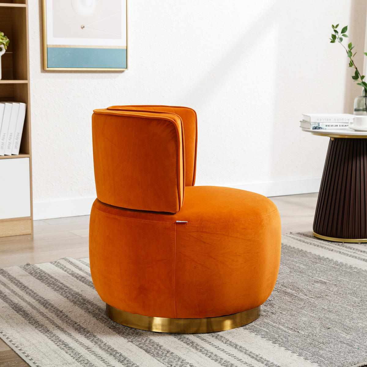 STUHL, Samt, 360° drehbar, 62,5/62/69,5 cm, Orange - Orange, Textil (62/69.5/62.5cm) - Redom