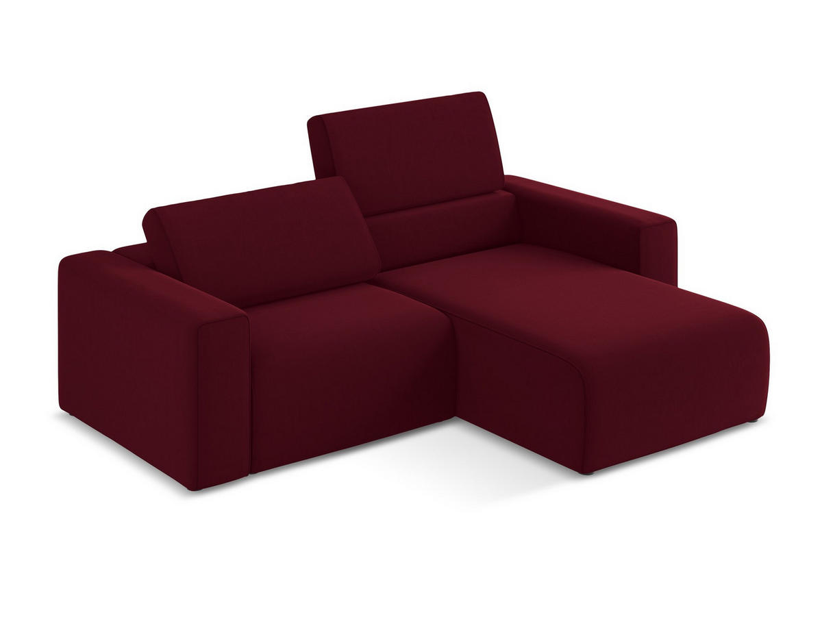 ECKSOFA Rechts Samt Stoff Rot - Bordeaux/Beige, Kunststoff/Textil (224/167cm) - Makamii