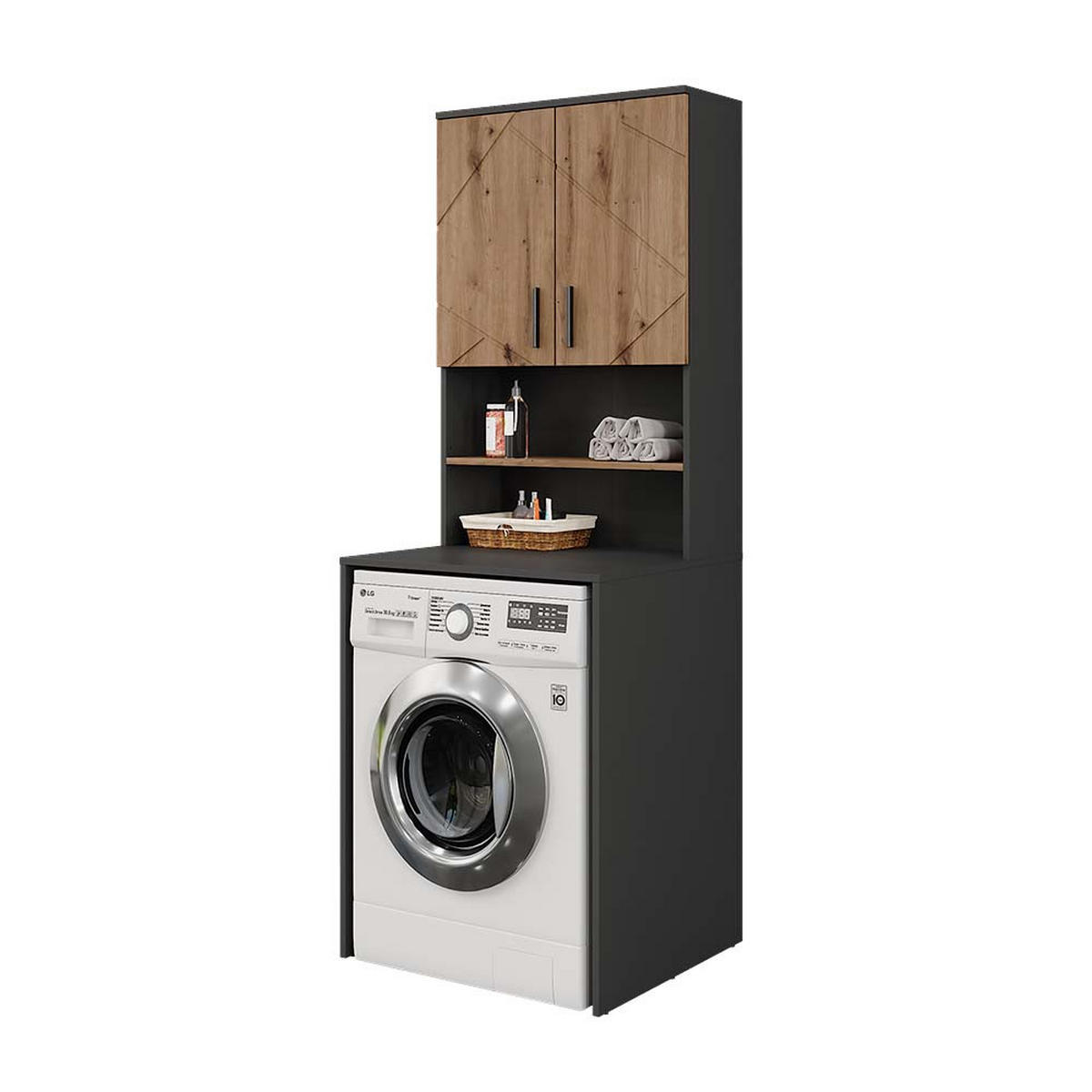 SKŘÍŇKA NA PRAČKU Irma Antracit - medově dubová/antracitová, kompozitní dřevo (68/88.5/60.1cm) - Vicco