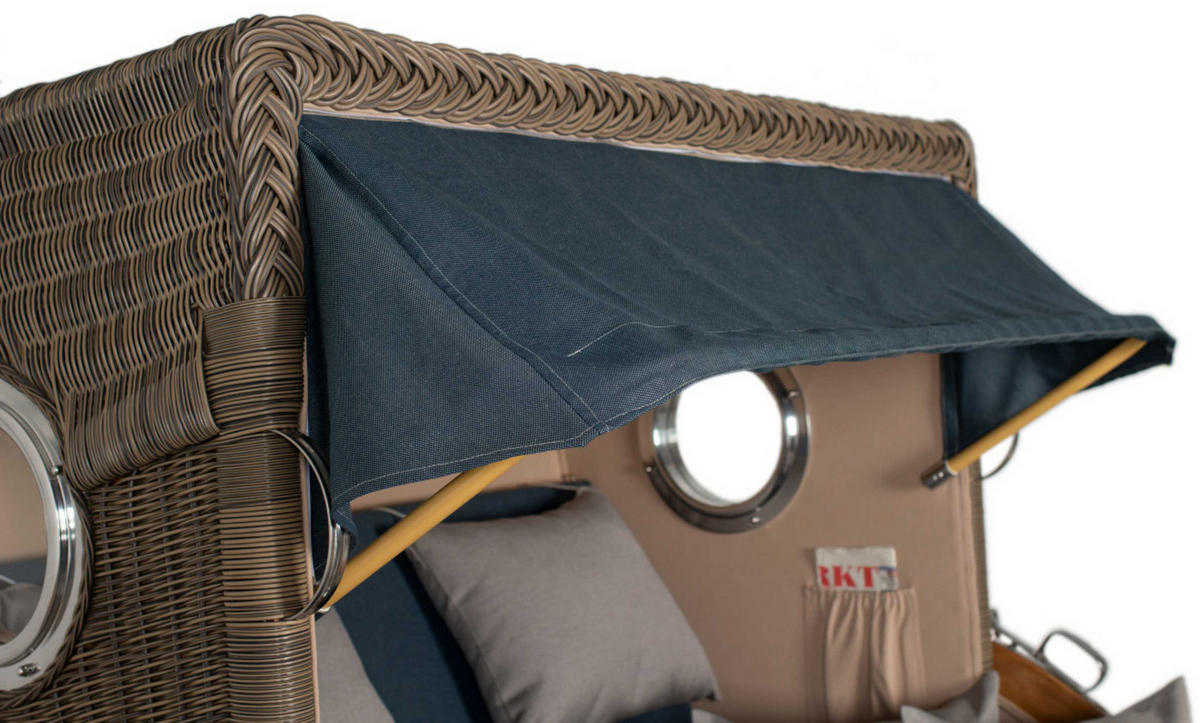 STRANDKORB Baltikum Teak 2,5 Sitzer - Blau/Braun, Holz/Metall (142/170/95cm) - Mr. Deko