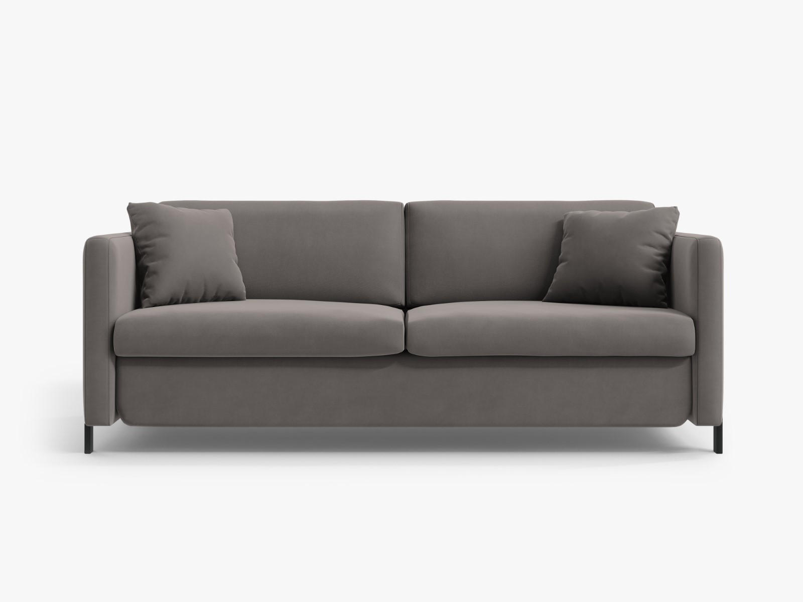AUSKLAPPBARES-SOFA Gloria aus Samt grau 3 Sitzplätze - Grau, Textil (102/80/202cm) - Micadoni