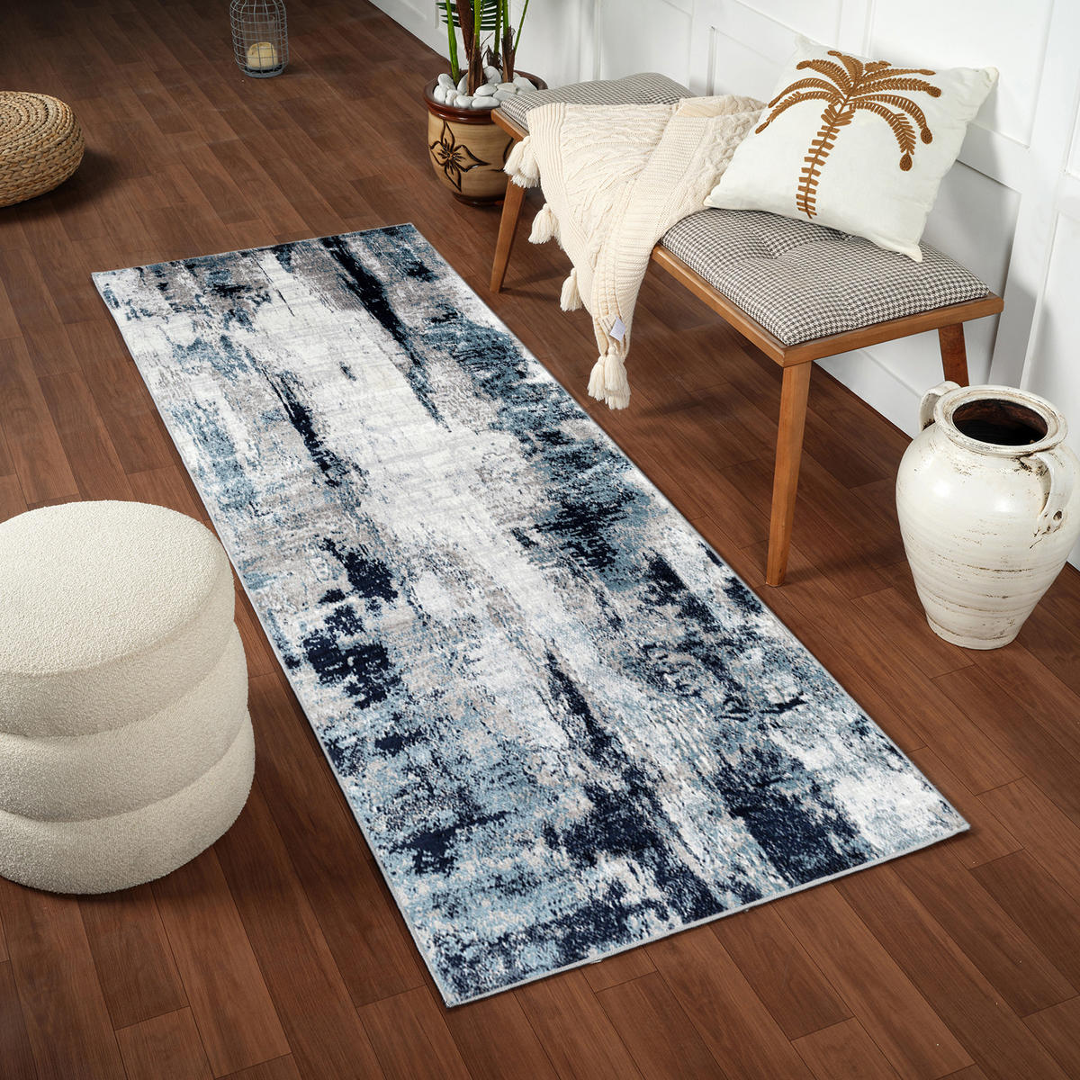 KURZFLORTEPPICH Giulia 80/220 cm Marineblau - Blaugrau, Textil (80/220cm) - LIVABLISS
