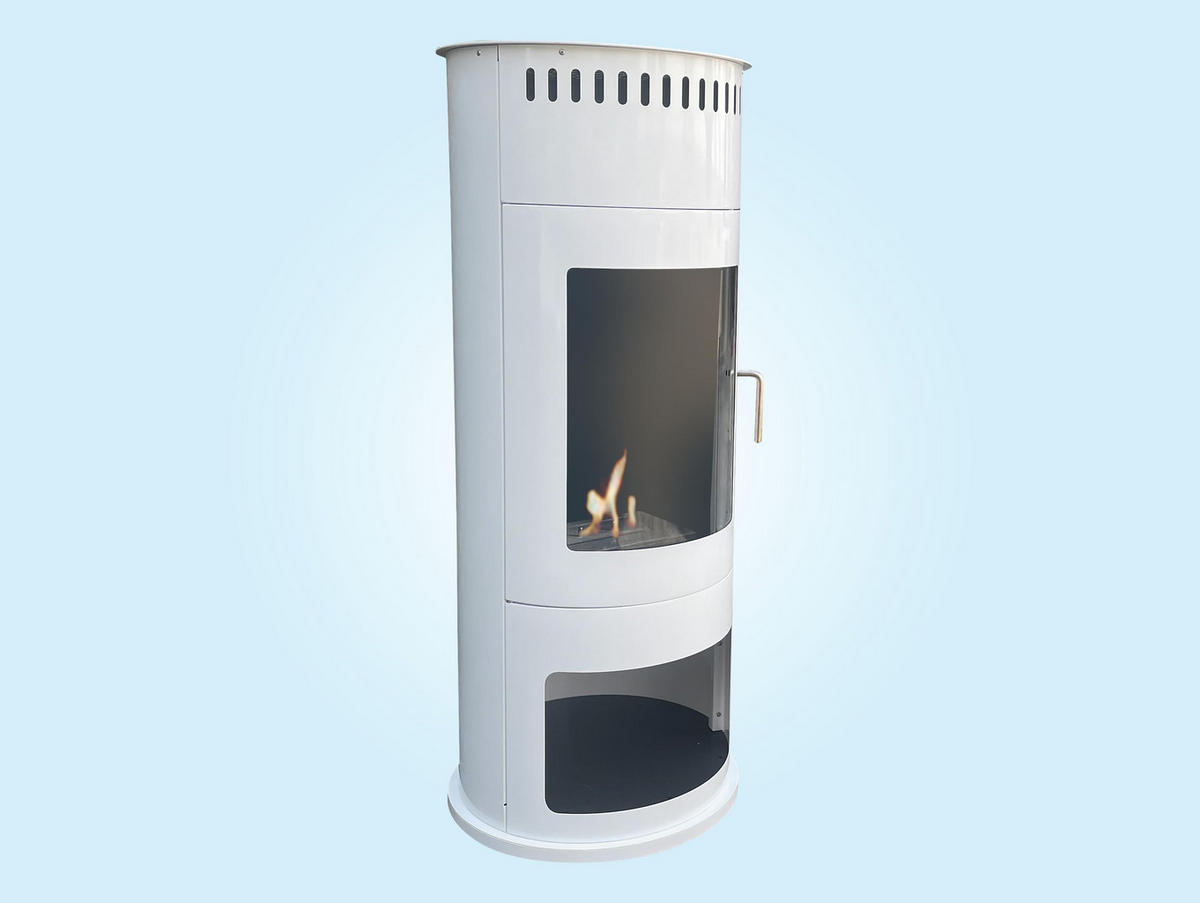 BIOETHANOL-OFEN Weiß inklusive 2 L-Tank und 3 kW Leistung - Weiß, Metall (46/112/46cm) - Purline