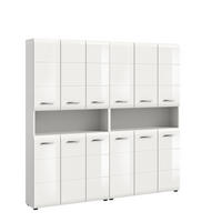 BADKOMBINATION 2 tlg. Ice Bad in weiß Nachbildung und weiß hochglanz B/H/T: 180x185x30 cm - Weiß, Holz (180/185/30cm)