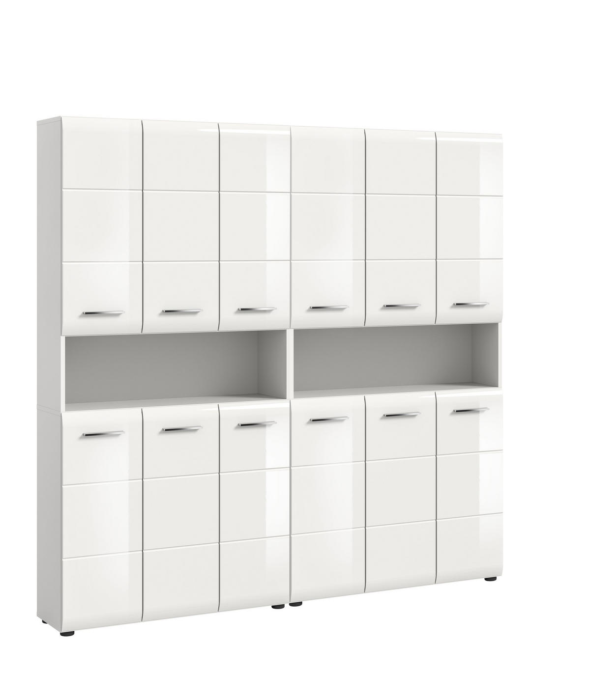 BADKOMBINATION 2 tlg. Ice Bad in weiß Nachbildung und weiß hochglanz B/H/T: 180x185x30 cm - Weiß, Holz (180/185/30cm)