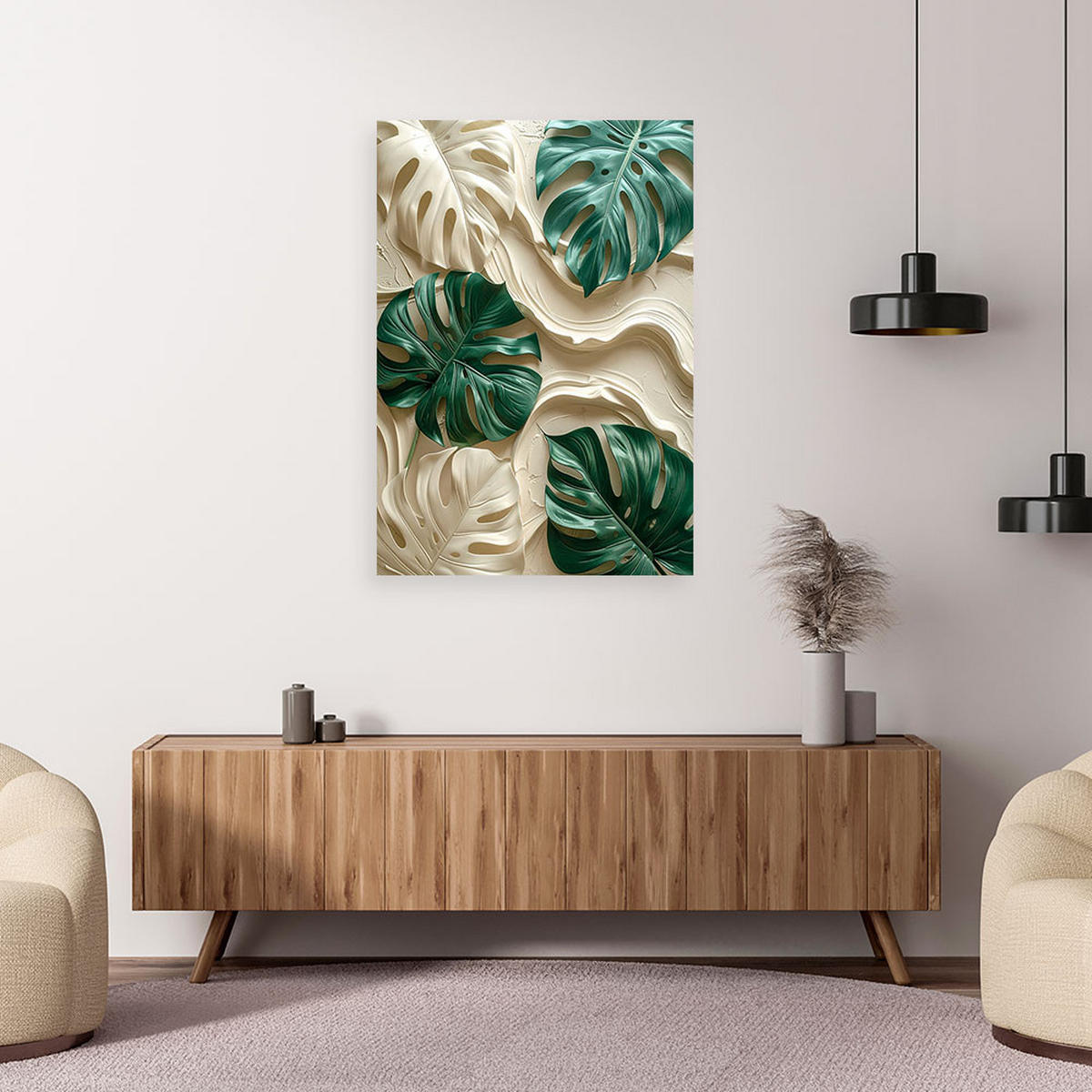 LEINWANDBILD, Blätter - Grün, Textil (80/120cm) - Feeby
