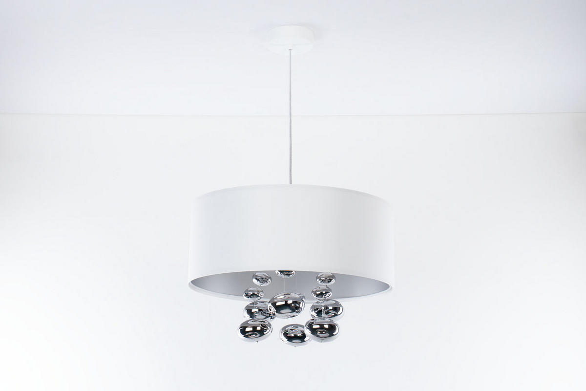 HÄNGELEUCHTE Silber 40/96 cm - Silberfarben/Weiß, Kunststoff (40/1/96cm) - ONZENO