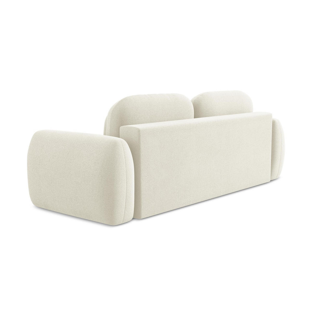 3-SITZER SOFA mit Schlaffunktion Bouclé Stoff Beige - Hellbraun/Schwarz, Holzwerkstoff/Kunststoff (266/95/121cm) - LaMiaSofa