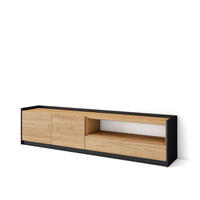 TV-SCHRANK, Lowboard, Eiche Schwarz, 207/37/50cm - Eichefarben, Holzwerkstoff (207/50/37cm) - Skraut Home