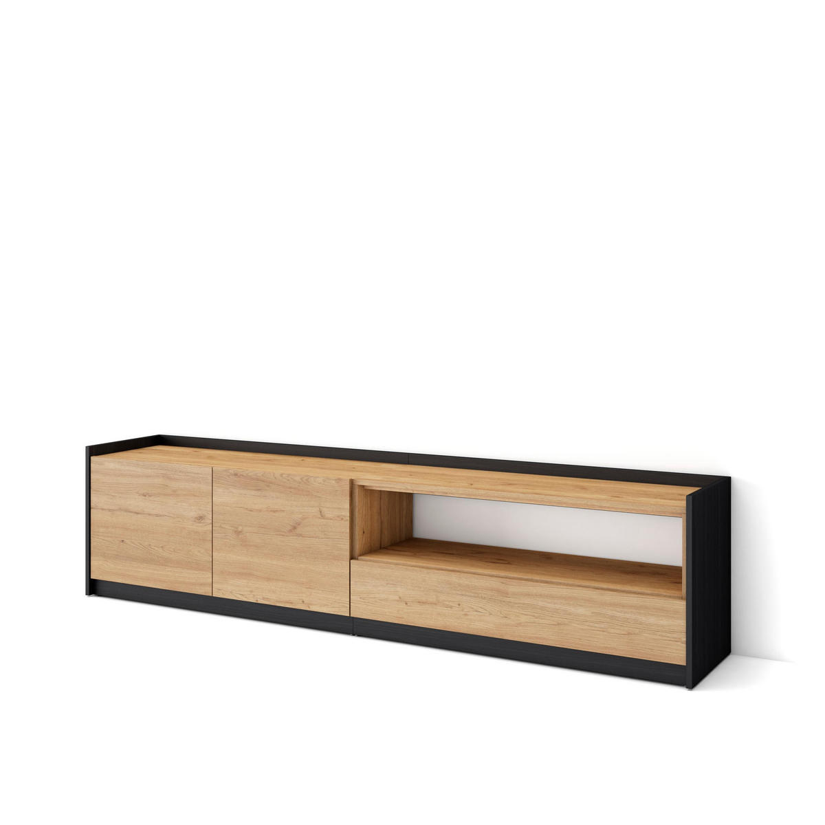 TV-SCHRANK, Lowboard, Eiche Schwarz, 207/37/50cm - Eichefarben, Holzwerkstoff (207/50/37cm) - Skraut Home