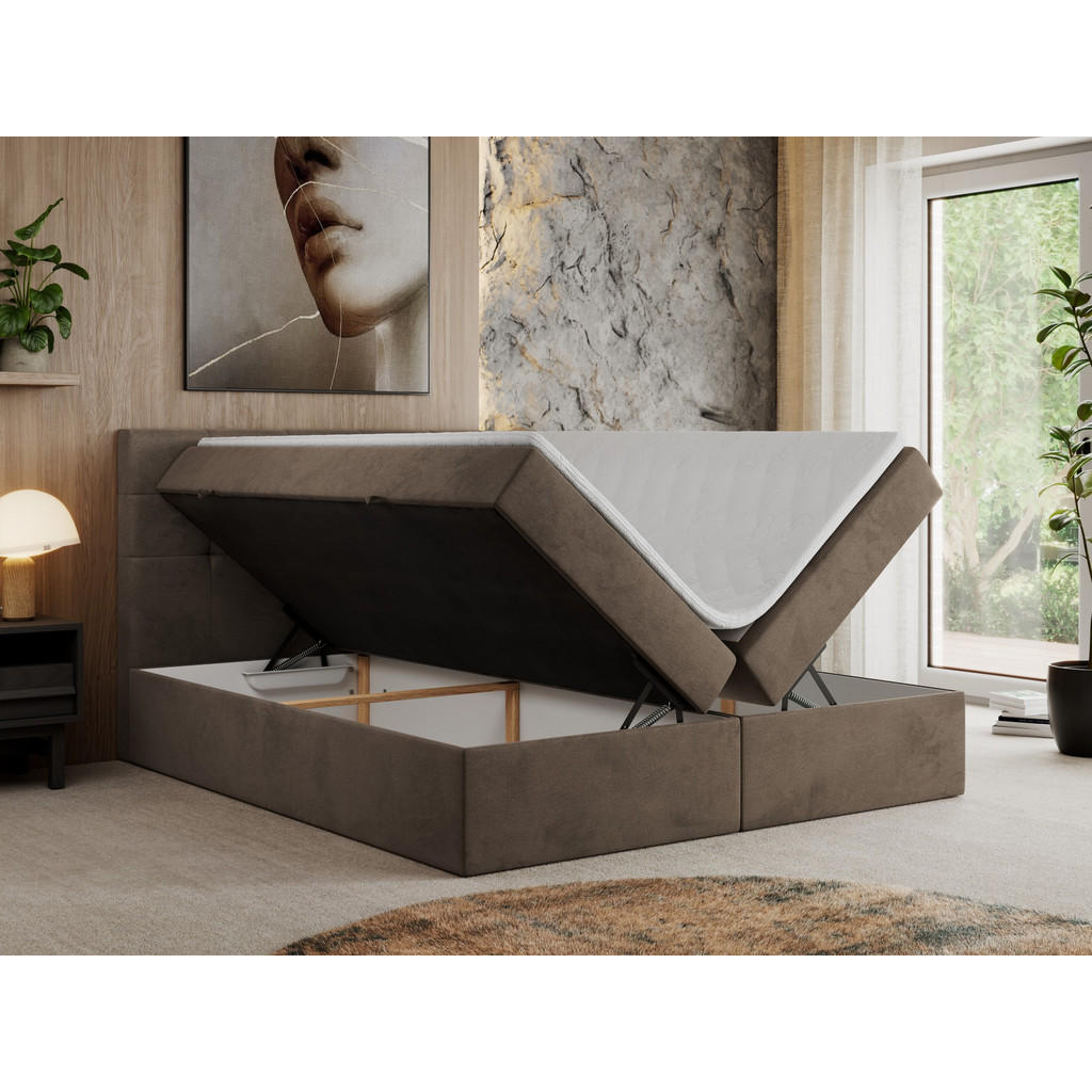 Thumbnail - MKS Boxbett, Braun, Textil, 1-Sitzer, H3, Rechteckig, 120x200 cm, Schlafzimmer, Betten, Boxspringbetten