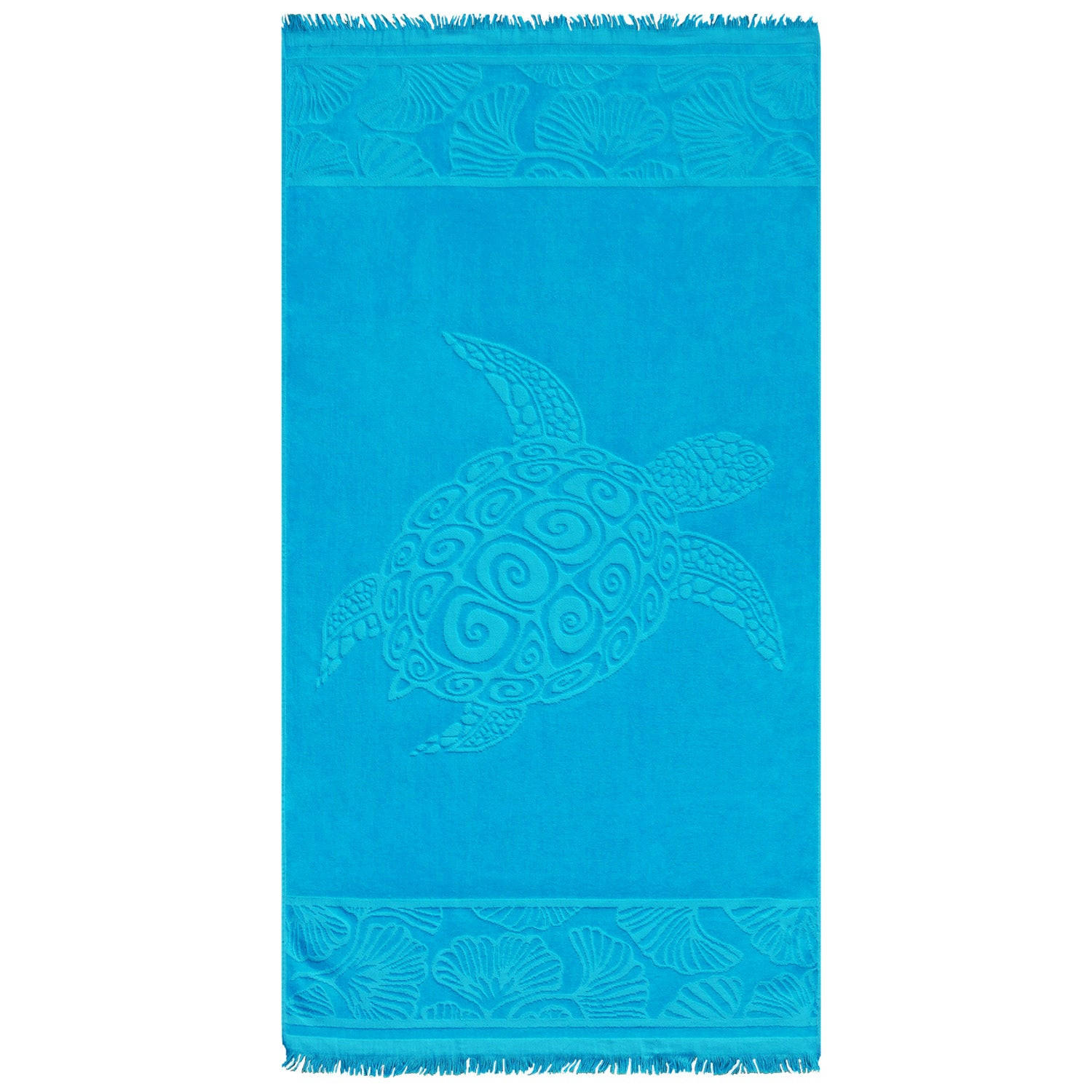 STRANDTUCH Frottee Velours Jacquard Blau 90x170 340g/m² - Kumini - Blau, Textil (170/90cm) - LE COMPTOIR DE LA PLAGE