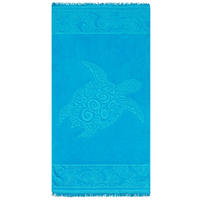 STRANDTUCH Frottee Velours Jacquard Blau 90x170 340g/m² - Kumini - Blau, Textil (170/90cm) - LE COMPTOIR DE LA PLAGE