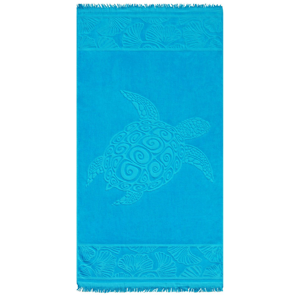 STRANDTUCH Frottee Velours Jacquard Blau 90x170 340g/m² - Kumini - Blau, Textil (170/90cm) - LE COMPTOIR DE LA PLAGE