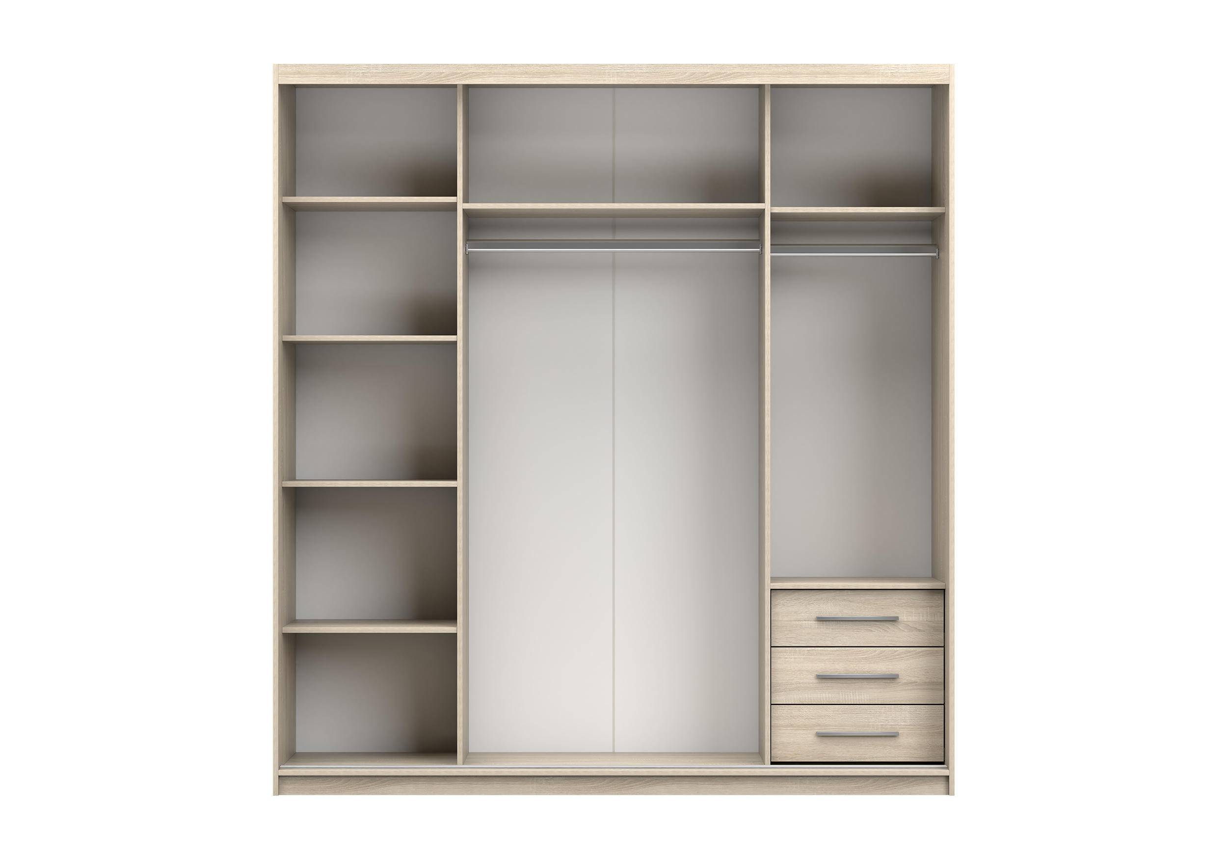 SCHIEBETÜRENSCHRANK - Schrank POSA 42 Sonoma + Weiß - Weiß/Sonoma Eiche, Holzwerkstoff (203/218/61cm) - Möblo