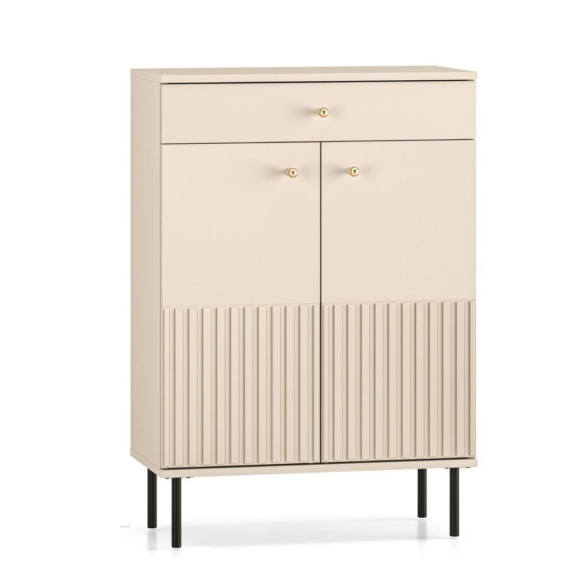 SCHUHSCHRANK Caletto Beige 68 cm - Beige/Goldfarben, Holzwerkstoff/Metall (68/98/34cm) - Selsey
