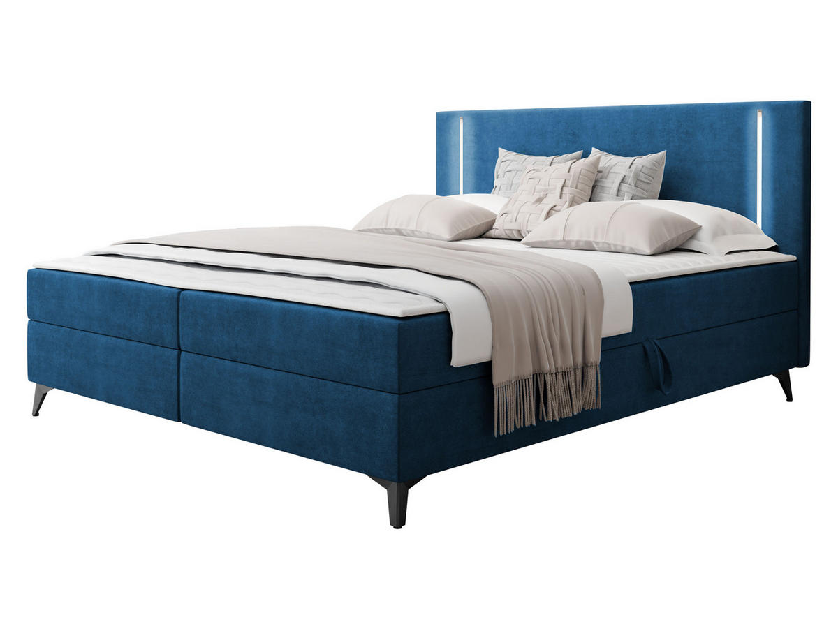 BOXBETT Ono 2 - Blau/Schwarz, Holz/Textil (180/200cm) - MIRJAN24