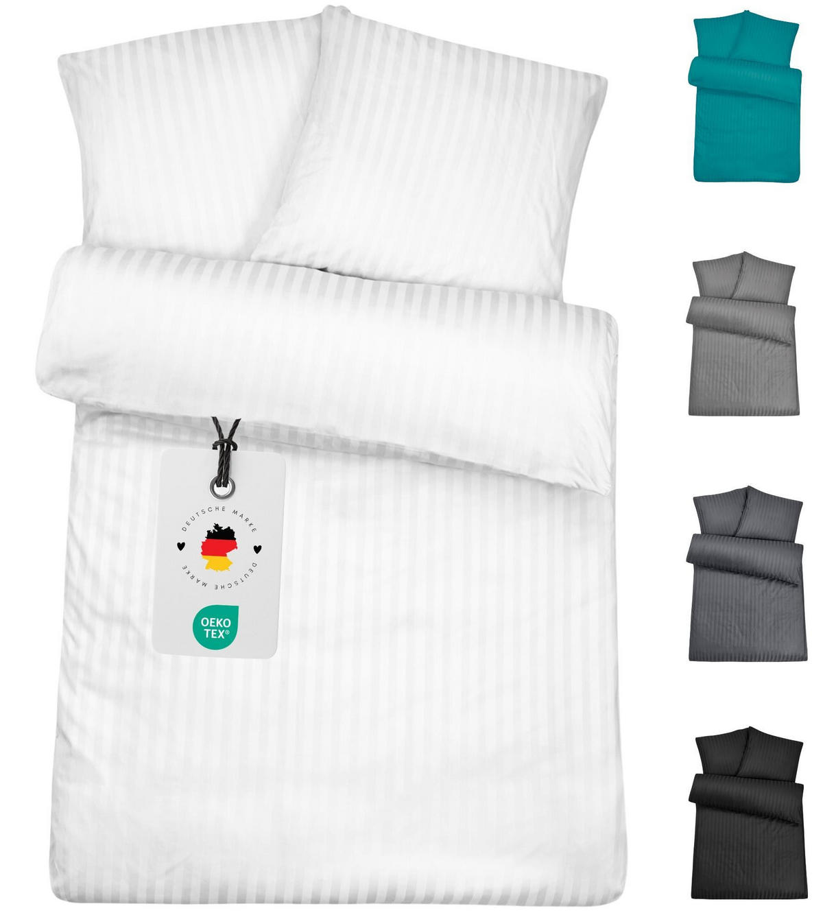 MIKROFASER-DAMAST-BETTWÄSCHE 200x200 cm Weiß - Weiß, Textil (200/200cm) - Carpe Sonno