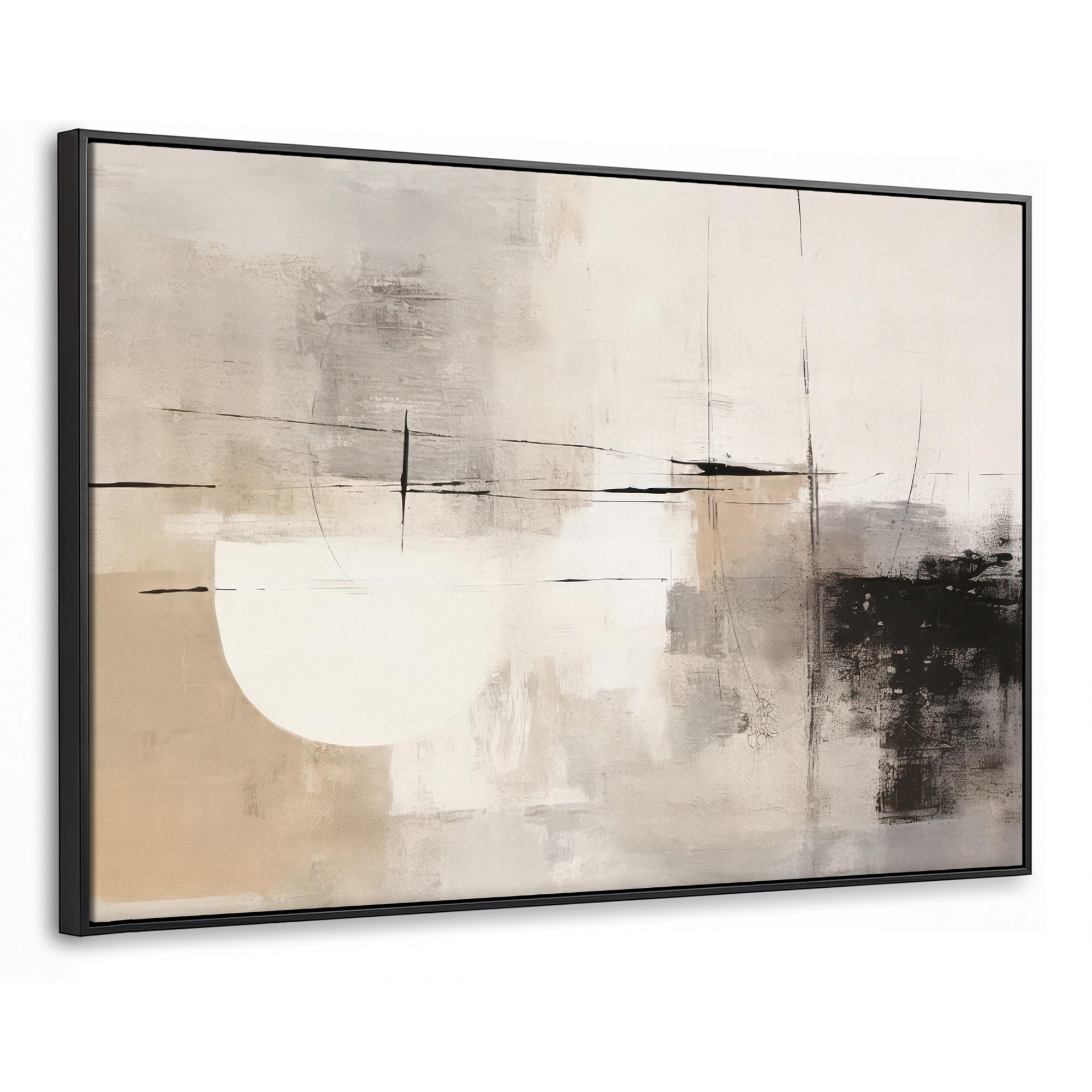 LEINWAND Bilder mit Rahmen - Abstrakt - Kunst - Grau - 90x60 - Hellgrau, Textil (90/60cm) - MuchoWow
