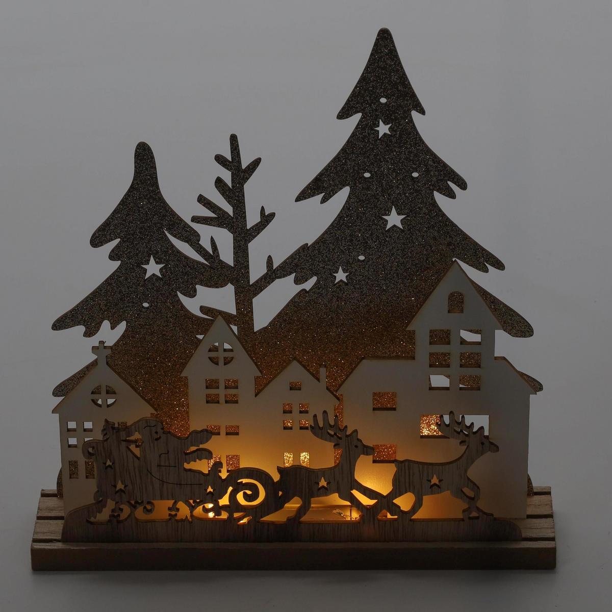 LED-TISCHLAMPE Weihnachten 20 cm - Hellbraun, Holz (19/4.5/20cm) - Home Styling Collection