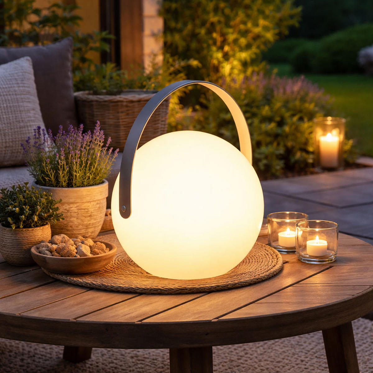 LED AUSSENLEUCHTE Kugel Weiß - Weiß, Metall (18.9/18.9/21cm) - Globo Lighting