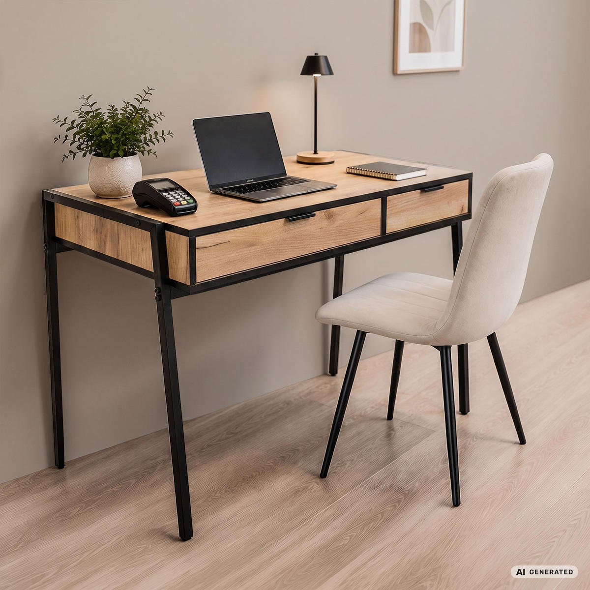 SCHREIBTISCH ZENTIA 100 cm Craft Eiche - Eichefarben/Schwarz, Holzwerkstoff (100/45/80.5cm) - Akord