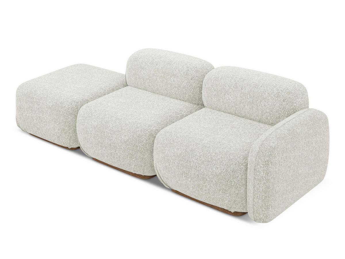 3-SITZER SOFA Links Strukturstoff Stoff Beige - Beige/Creme, Holz/Textil (258/73/95cm) - Makamii