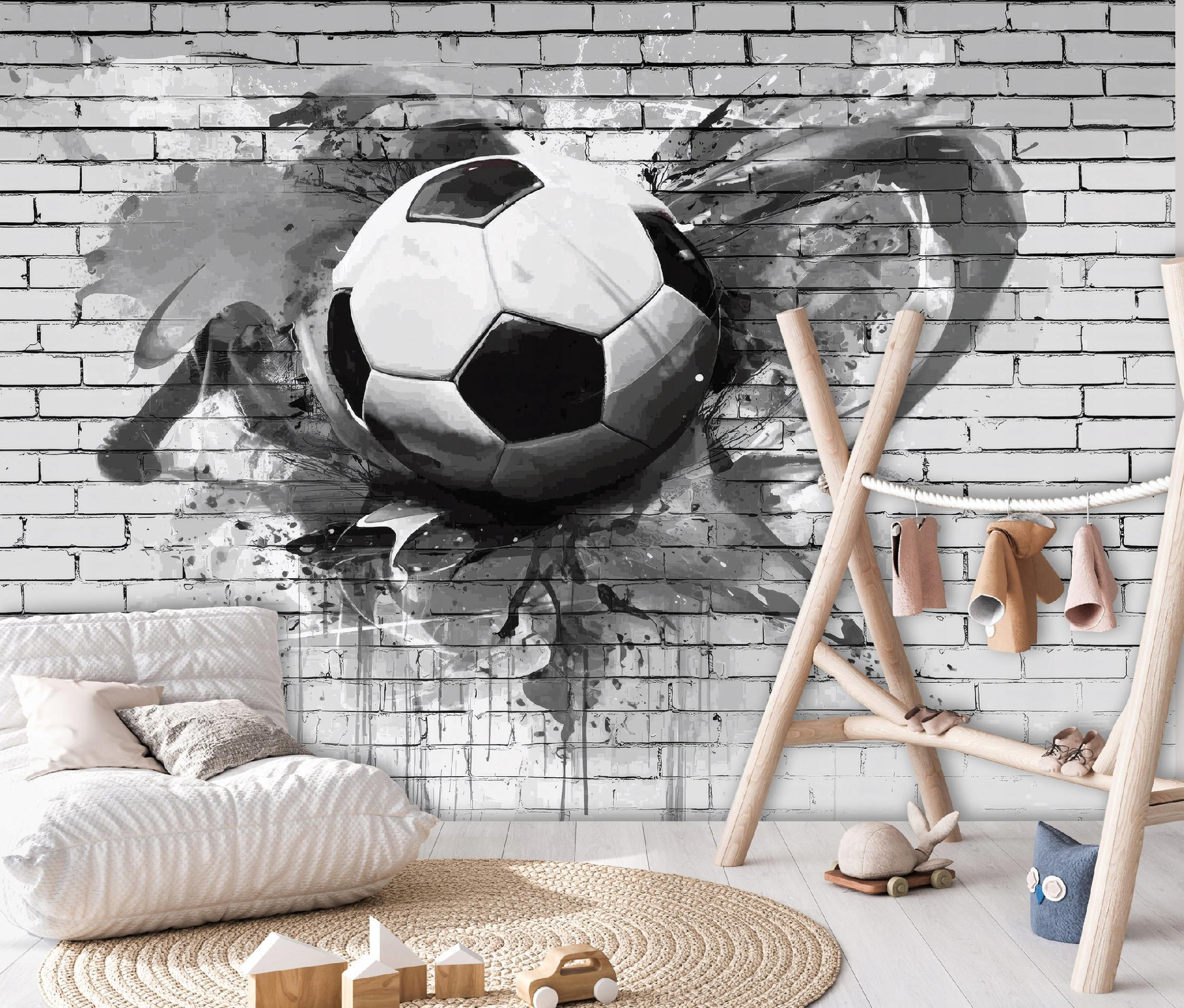 FOTOTAPETE 3D Fußball Grau 300x210 cm - Multicolor, Papier (300/210cm) - Wallarena