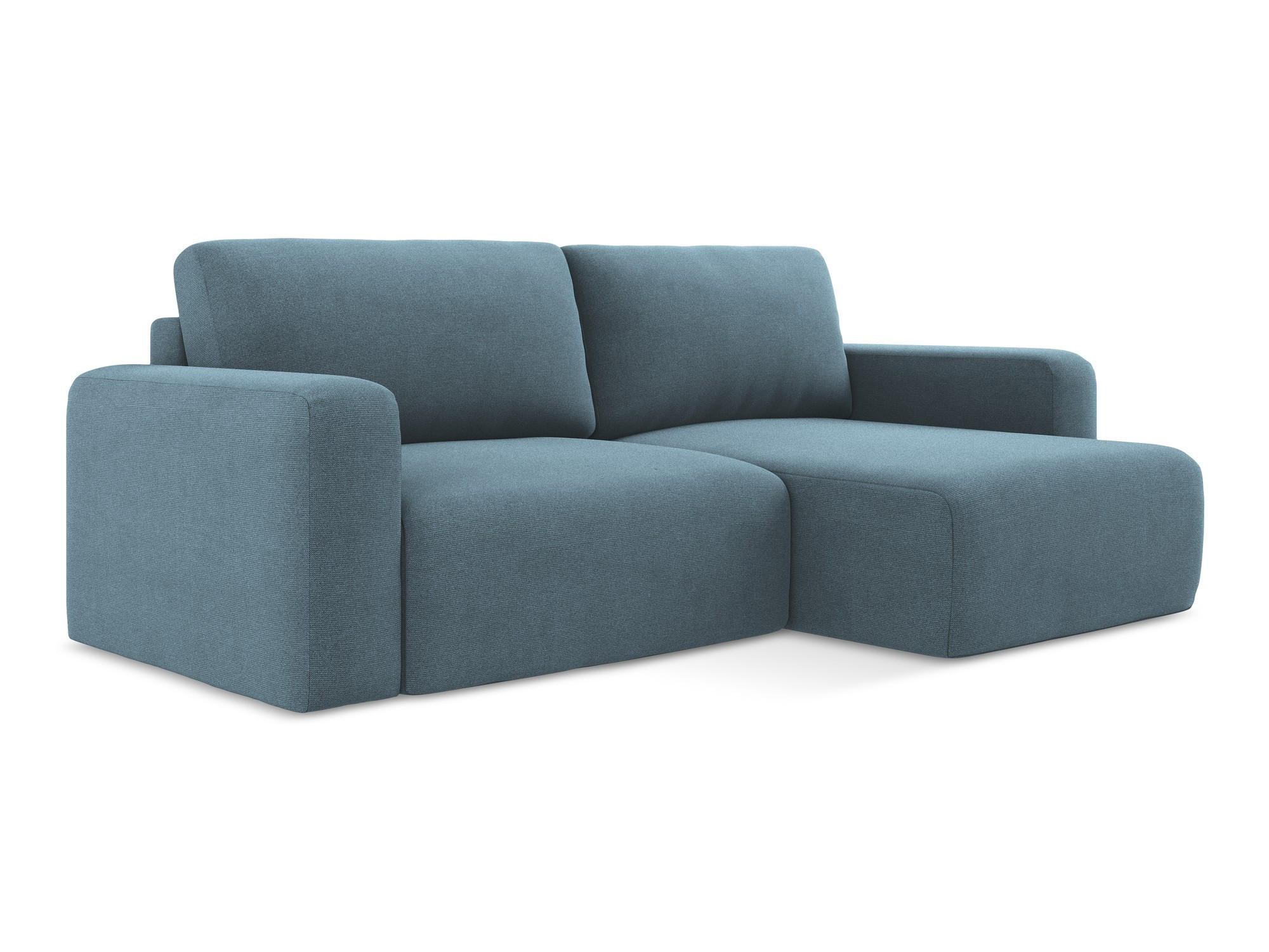 ECKSOFA mit Schlaffunktion rechts Strukturstoff Stoff Blau - Blau/Schwarz, Kunststoff/Textil (244/149cm) - Makamii
