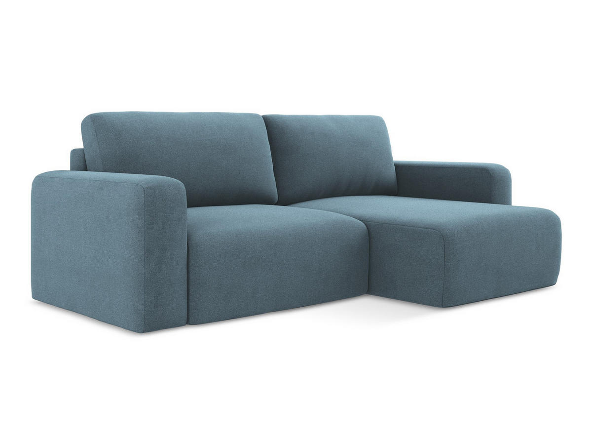ECKSOFA mit Schlaffunktion rechts Strukturstoff Stoff Blau - Blau/Schwarz, Kunststoff/Textil (244/149cm) - Makamii