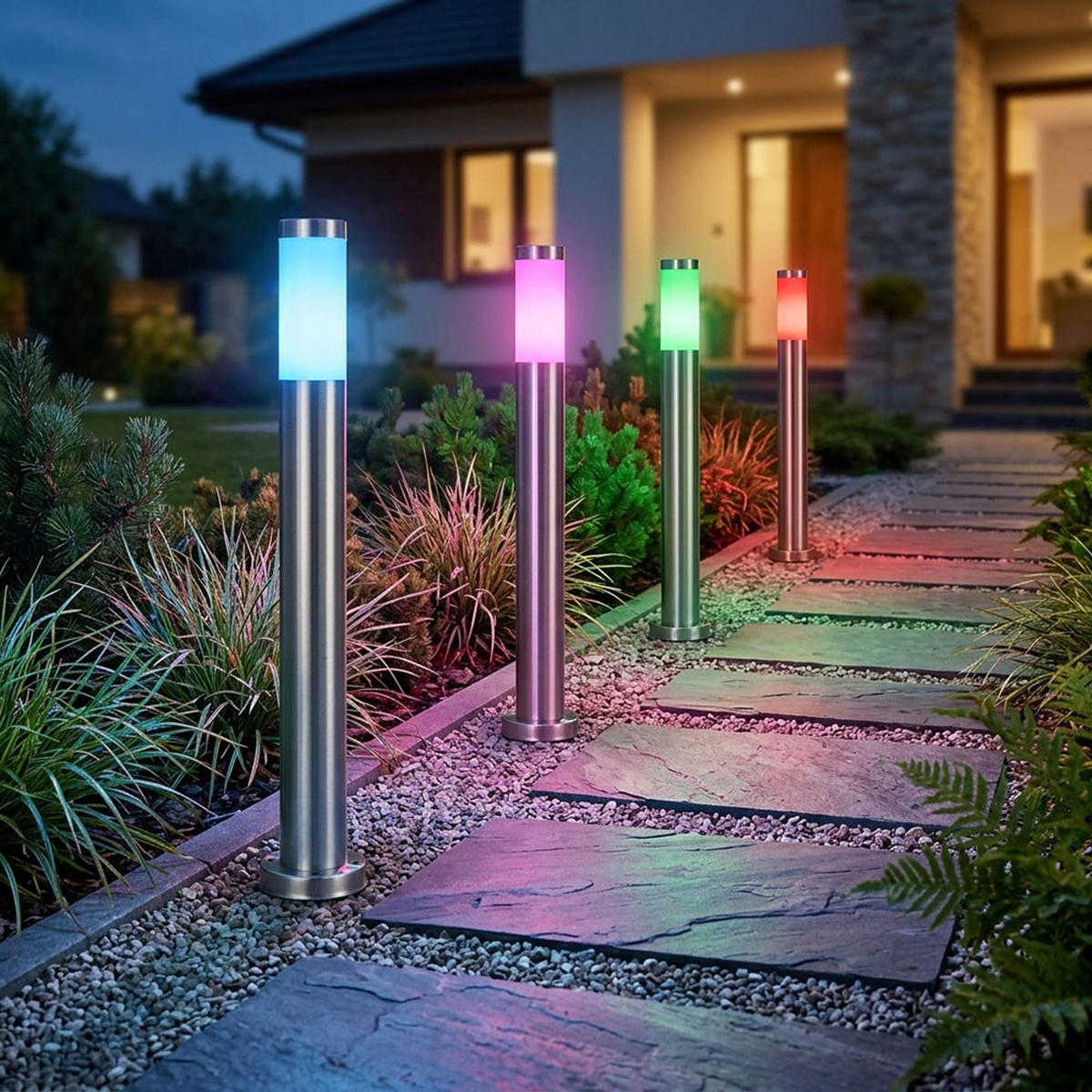 LED AUSSENLEUCHTE Edelstahl Silber - Silberfarben, Metall (11/11/80cm) - Globo Lighting