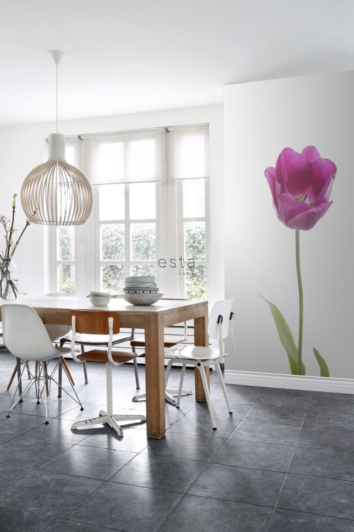 FOTOTAPETE Tulpe 93 x 211.5 cm - Pink, Papier (93/211.5cm) - ESTAhome