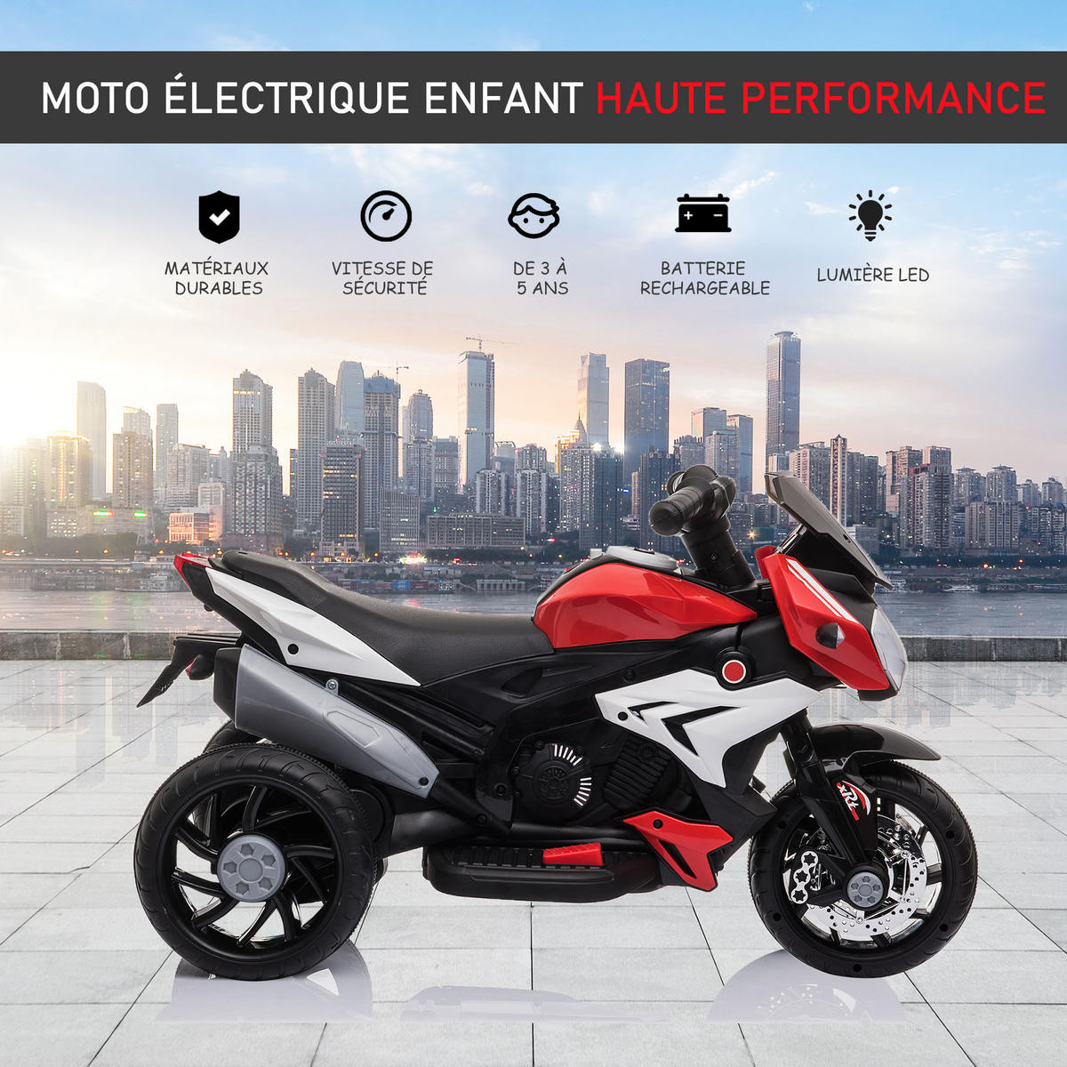 ELEKTRO-MOTORRAD DE-12991 3 Räder Schwarz/Rot - Rot, Kunststoff (86/42/52cm) - ComfortXL