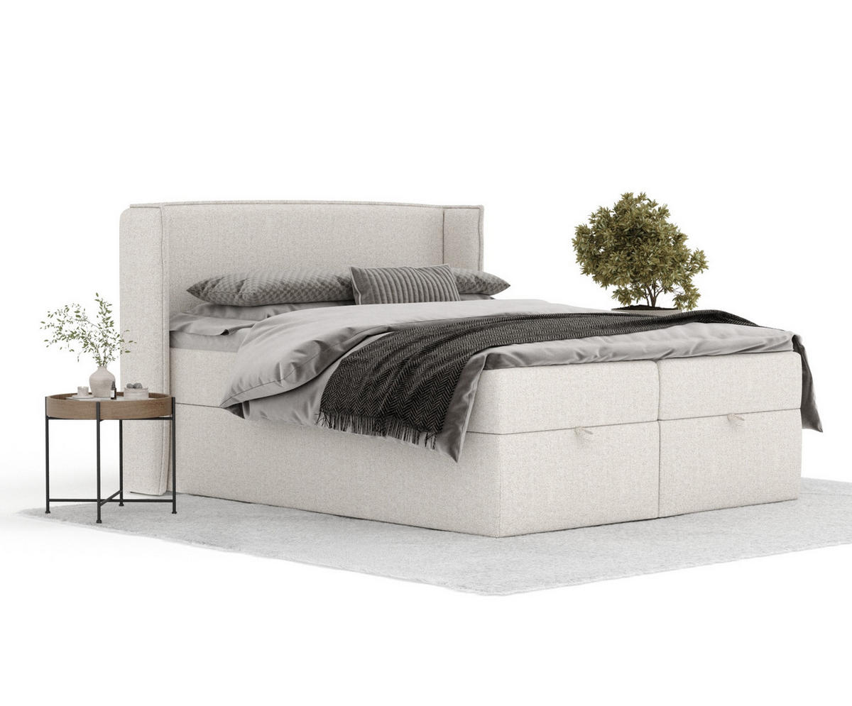 BOXBETT Passion Hellbeige 160/200 cm - Beige/Schwarz, Kunststoff/Textil (160/200cm) - Maison de Reve