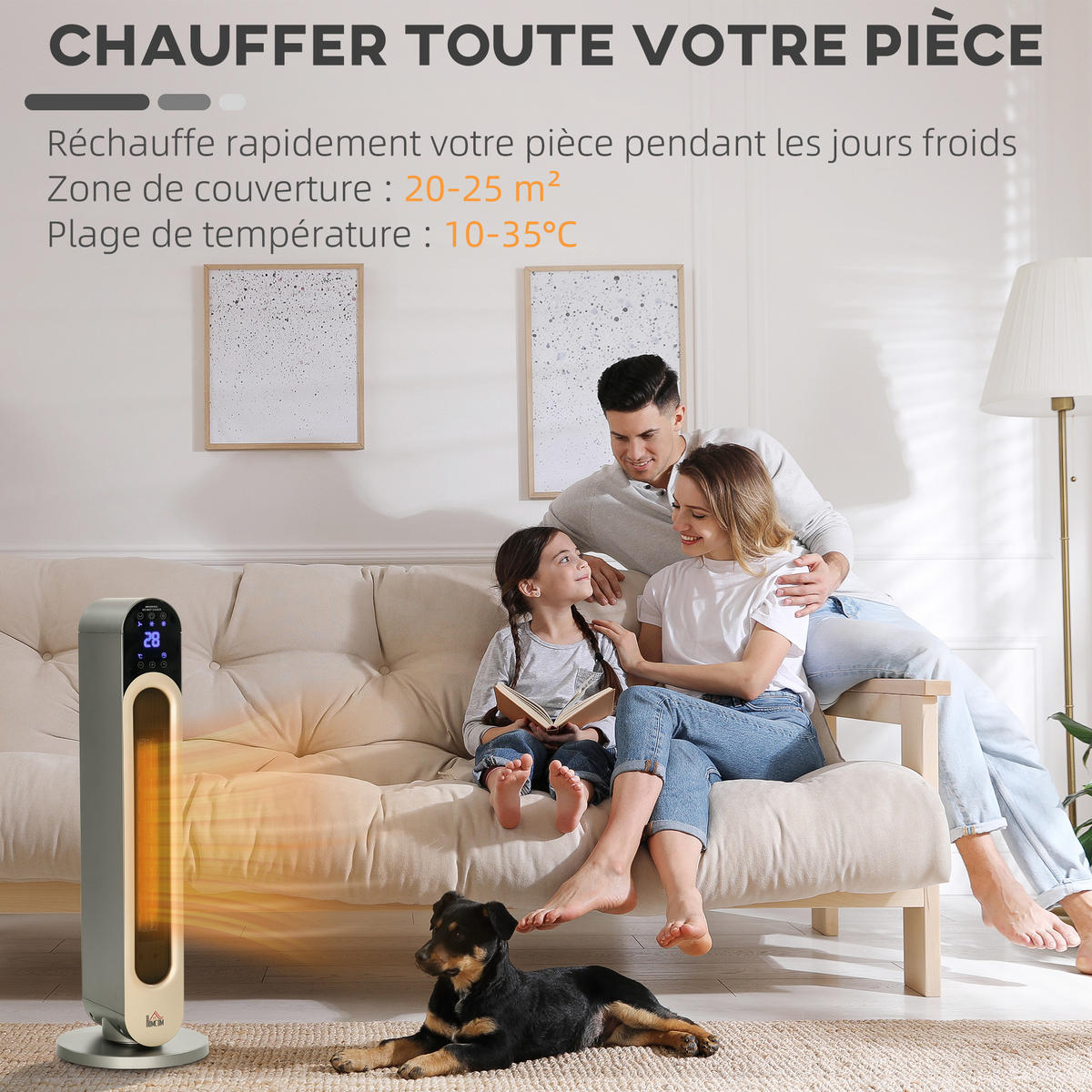 HEIZLÜFTER DE-17022 Oszillierend PTC 1100/2200 W Schwarz - Silberfarben, Kunststoff (25/73.5/25cm) - ComfortXL