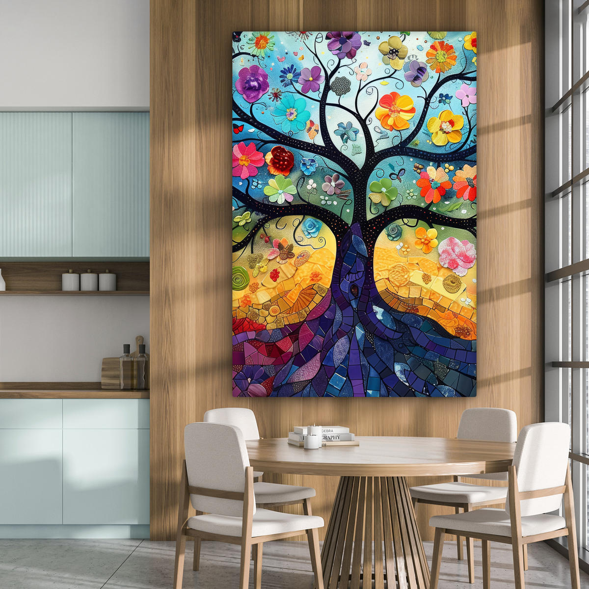 SLIKA NA PLATNU Cvetoče drevo 90x140 cm - temno modra, tekstil (90/140cm) - MuchoWow