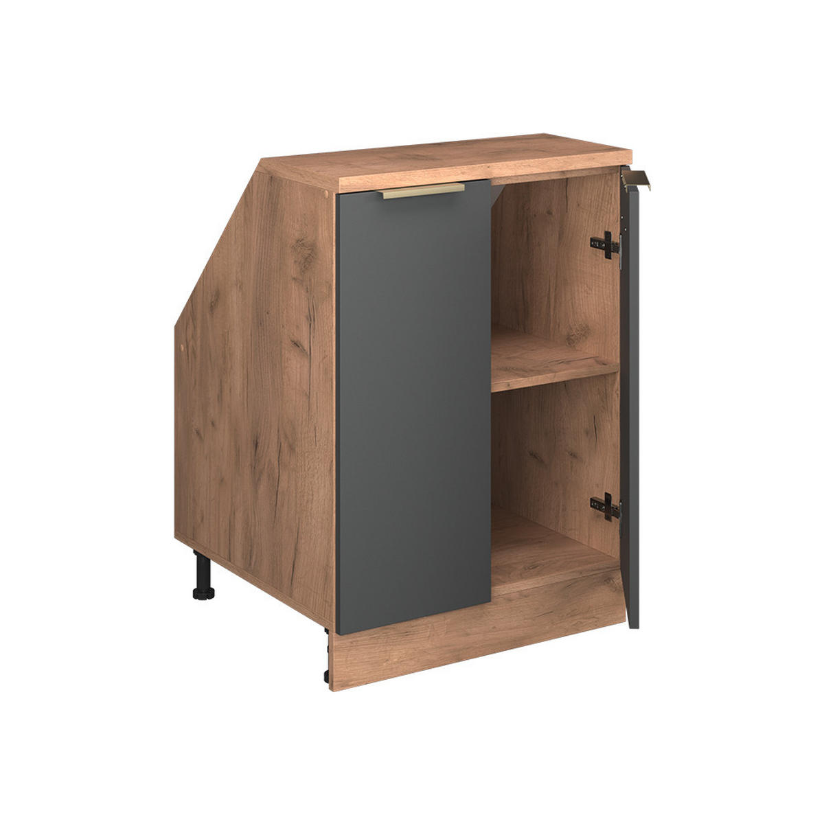 KUHINJSKI ORMAR ZA KOSINE KROVA R-Line Antracit-Zlatna 60 cm s 2 vrata, korpus ormara dubine 60 cm - hrast medunac/antracit, drvni materijal (60/83.8/60cm) - Vicco