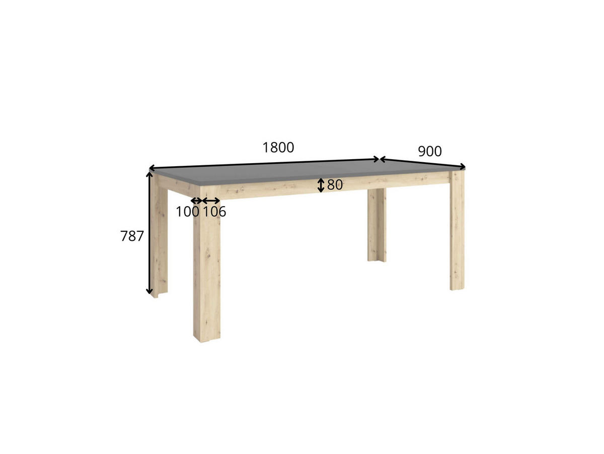 ESSTISCH MERIDIAN 180 x 90 x 78,7 cm - Eichefarben/Eiche Artisan, Holz (180/90/78.7cm) - MASSENO