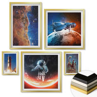 WANDBILDER 5er Set - 50x50 cm & 20x30 cm & 40x60 cm Goldrahmen - Farbenfrohes abstraktes Porträt - Goldfarben, Kunststoff (40/60cm) - ArtPrintCave