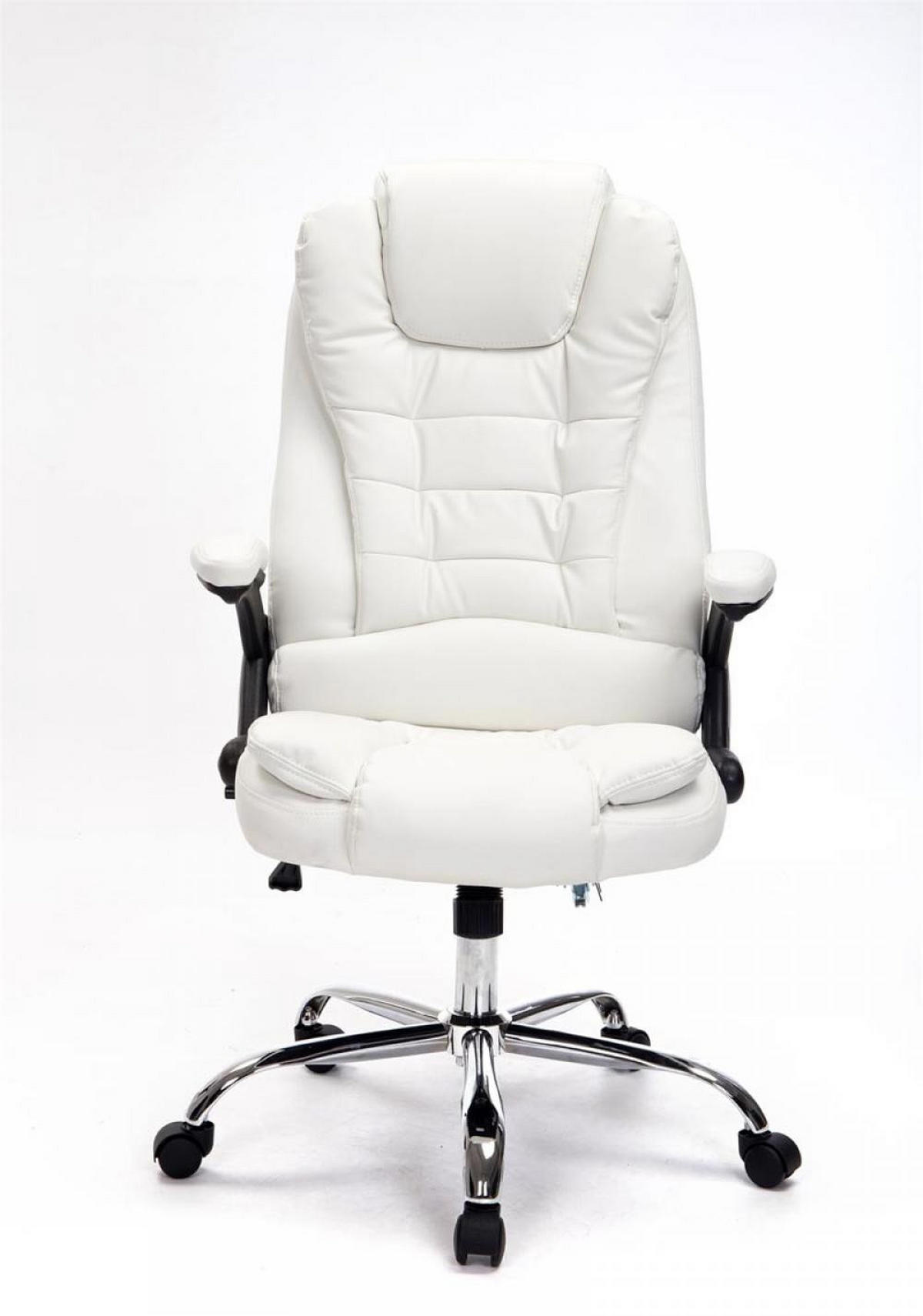 CHEFSESSEL Lederlook weiß - Chromfarben/Weiß, Textil/Metall (69.5/113/78cm) - CLP
