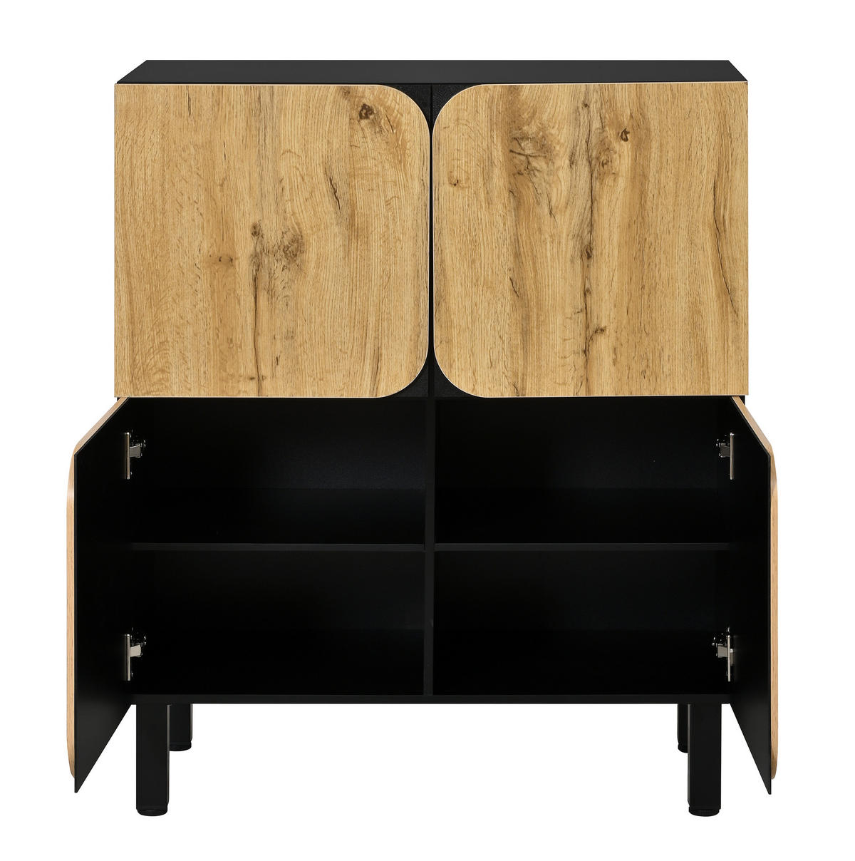 SCHUHSCHRANK 80/38,5/95 cm mit 4 Türen, Soft-Close und Ablagefläche - Schwarz, Holzwerkstoff (80/95/38.5cm) - BEAOK