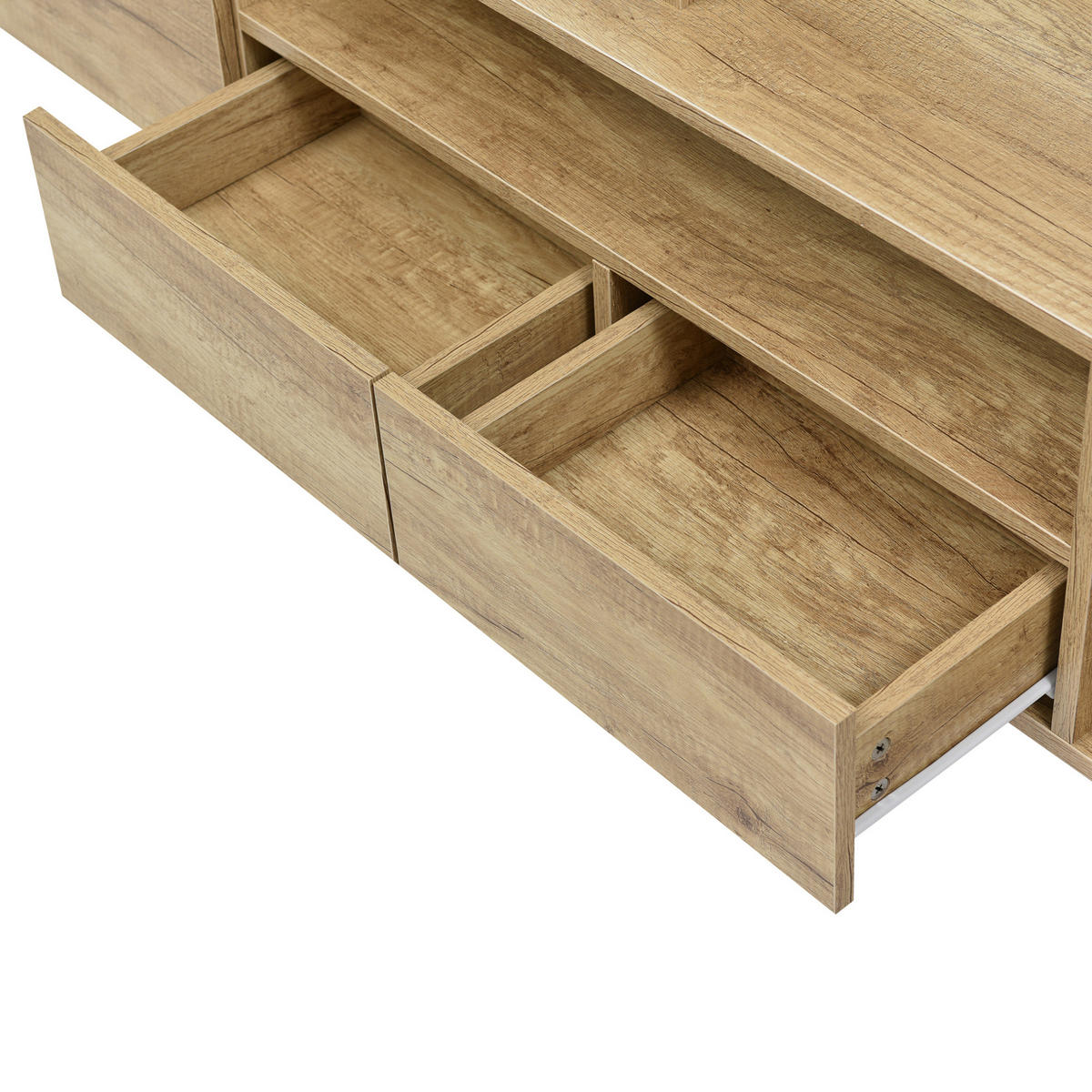 TV-ELEMENT mit LED-Beleuchtung 200 cm Weiß/Natur - Braun, Holzwerkstoff (30/60/200cm) - Beauniv