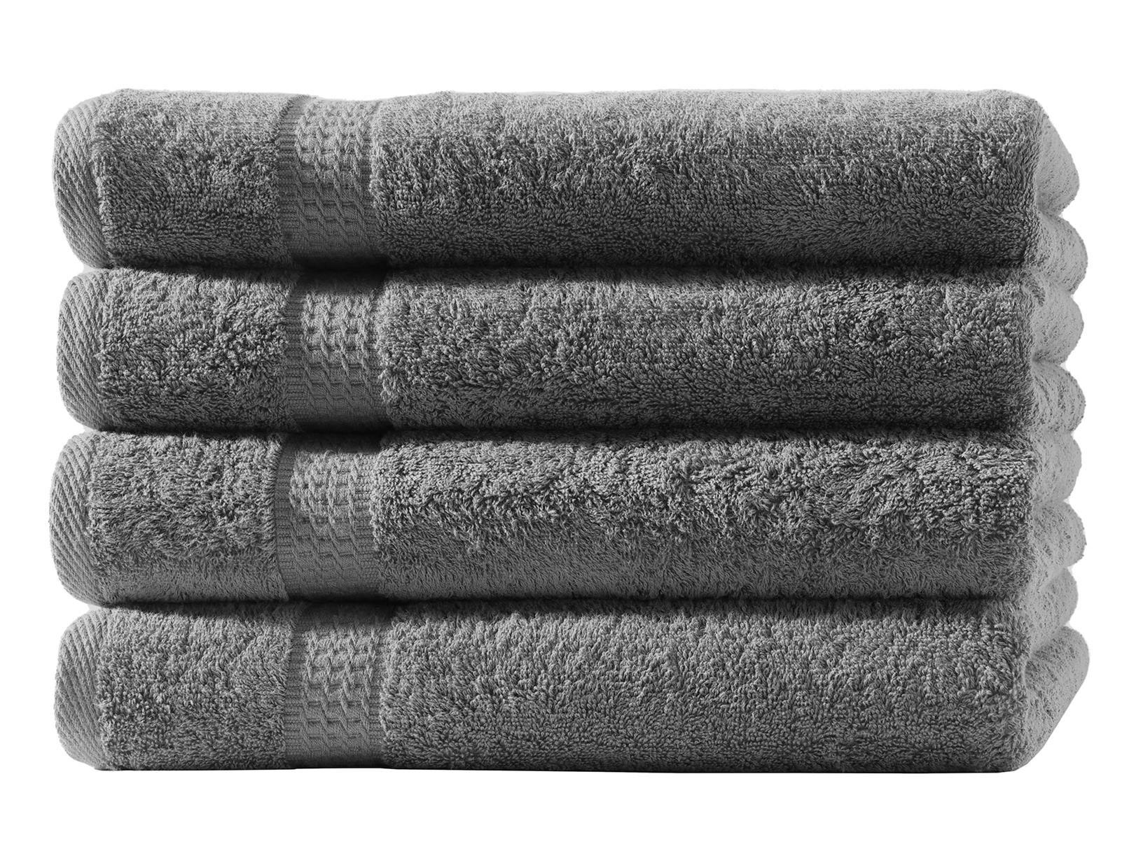 HANDTUCH 50x100 cm Frottier Handtücher im 4er Set aus 100% Baumwolle, Anthrazit 500g/m2 - Anthrazit, Textil (50/100cm) - Carpe Sonno