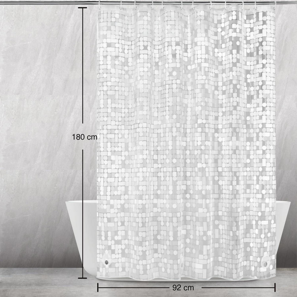 DUSCHVORHANG Geometrisch Transparent 180 x 92 cm - Multicolor, Kunststoff (92/180cm)