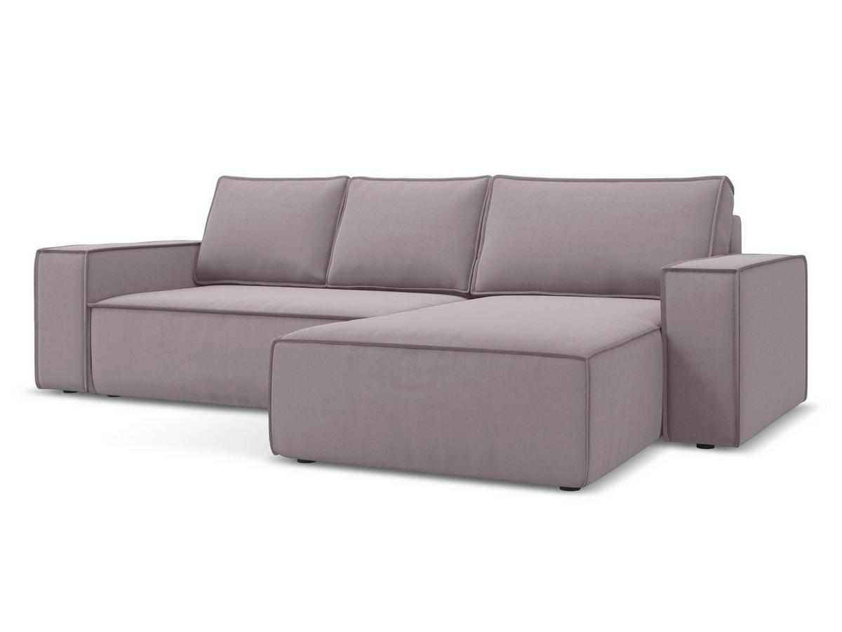 ECKSOFA mit Schlaffunktion Samt Stoff Violett - Lila/Flieder, Kunststoff/Textil (290/185cm) - Makamii